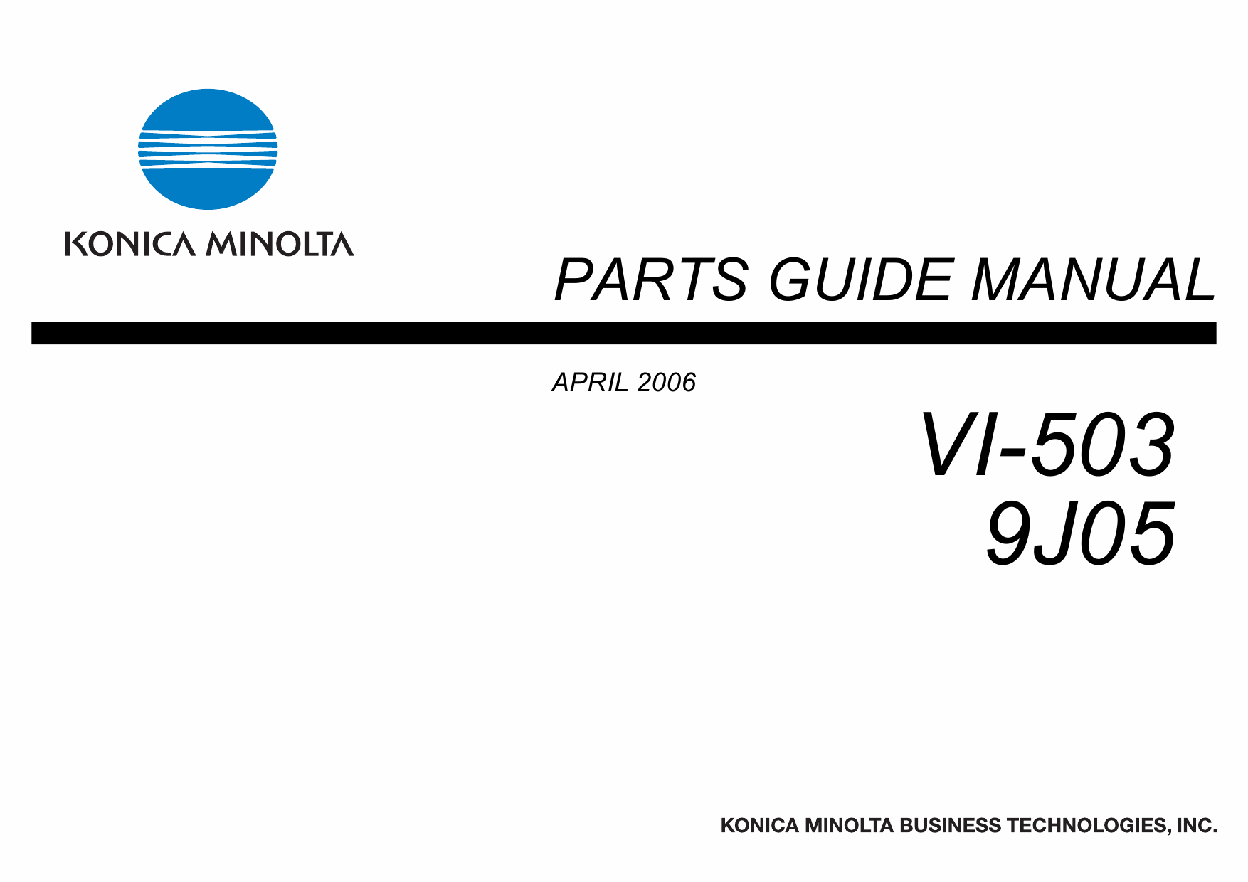 Konica-Minolta Options VI-503 9J05 Parts Manual-1
